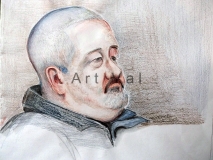 man with tash. pencil